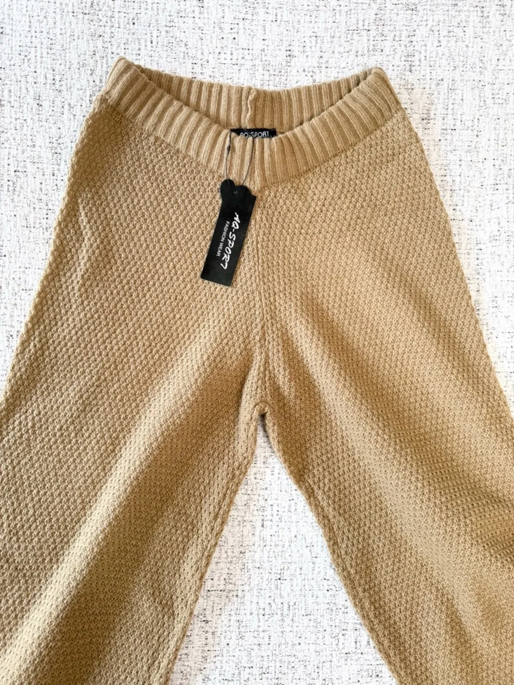 L , XL Cozy Knit Sweater Pants in Camel Tan - Picture 4 of 5